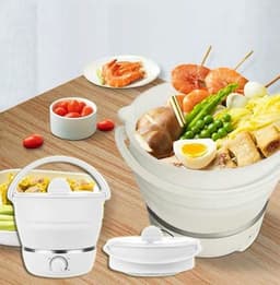 image-Portable Travel Folding Electric Cooker Multifunctional Electric Hot Pot Food Grade Silicone Dormitory Mini Electric Cooker