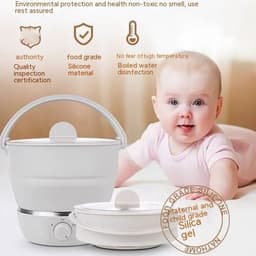 image-Portable Travel Folding Electric Cooker Multifunctional Electric Hot Pot Food Grade Silicone Dormitory Mini Electric Cooker