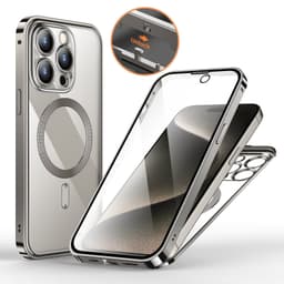 image-Anti-Privacy Metal Buckle Magnetic Support Wireless Charging Double-Sided Lens Full Cover Phone Case Protective Cover