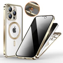 image-Anti-Privacy Metal Buckle Magnetic Support Wireless Charging Double-Sided Lens Full Cover Phone Case Protective Cover