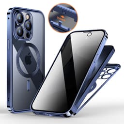 image-Anti-Privacy Metal Buckle Magnetic Support Wireless Charging Double-Sided Lens Full Cover Phone Case Protective Cover