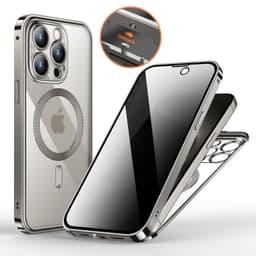 image-Anti-Privacy Metal Buckle Magnetic Support Wireless Charging Double-Sided Lens Full Cover Phone Case Protective Cover