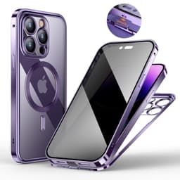 image-Anti-Privacy Metal Buckle Magnetic Support Wireless Charging Double-Sided Lens Full Cover Phone Case Protective Cover