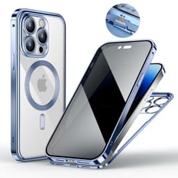 image-Anti-Privacy Metal Buckle Magnetic Support Wireless Charging Double-Sided Lens Full Cover Phone Case Protective Cover