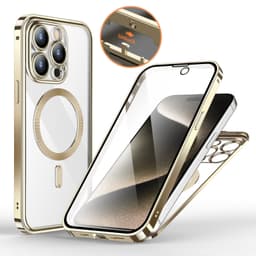 image-Anti-Privacy Metal Buckle Magnetic Support Wireless Charging Double-Sided Lens Full Cover Phone Case Protective Cover