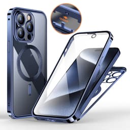 image-Anti-Privacy Metal Buckle Magnetic Support Wireless Charging Double-Sided Lens Full Cover Phone Case Protective Cover