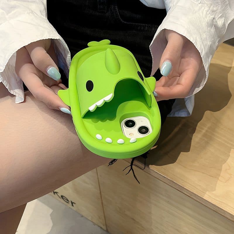 image-Funny Shark Slipper Phone Case For Iphone 11 12 13 14 Pro Max Creative Soft Silicone Shockproof Protective Full Cover For Apple