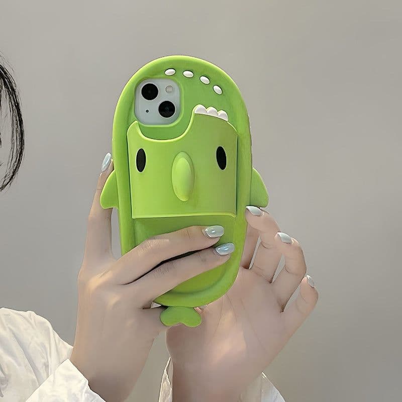 image-Funny Shark Slipper Phone Case For Iphone 11 12 13 14 Pro Max Creative Soft Silicone Shockproof Protective Full Cover For Apple