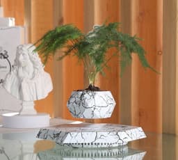 image-Levitating Plant Pot Marble Color Floating Planter Magnetic Levitation Bonsai Pot Office Home Decoration Kids Birthday Gift Home Decor