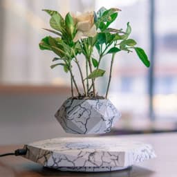 image-Levitating Plant Pot Marble Color Floating Planter Magnetic Levitation Bonsai Pot Office Home Decoration Kids Birthday Gift Home Decor
