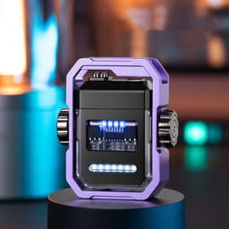 image-New Pulse Lighter Double Arc Outdoor Windproof Type-C Charging Electric Lighter Mechanical Alloy Rotary Gyroscope Decompression Tool