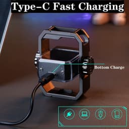 image-New Pulse Lighter Double Arc Outdoor Windproof Type-C Charging Electric Lighter Mechanical Alloy Rotary Gyroscope Decompression Tool