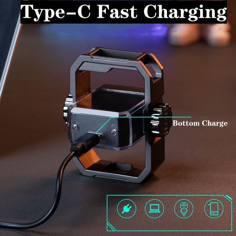 image-New Pulse Lighter Double Arc Outdoor Windproof Type-C Charging Electric Lighter Mechanical Alloy Rotary Gyroscope Decompression Tool
