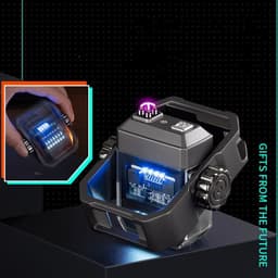 image-New Pulse Lighter Double Arc Outdoor Windproof Type-C Charging Electric Lighter Mechanical Alloy Rotary Gyroscope Decompression Tool