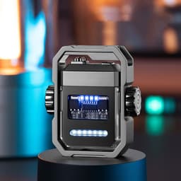 image-New Pulse Lighter Double Arc Outdoor Windproof Type-C Charging Electric Lighter Mechanical Alloy Rotary Gyroscope Decompression Tool