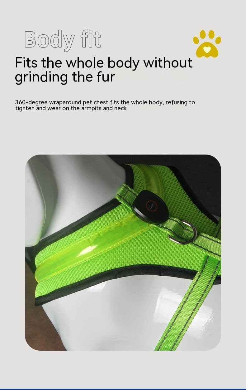 image-LED Luminous Dog Harness Led USB Charging Dog Chest Strap Vest Pet Safety Reflective Harness Pet Vest For Puppy Large Dog Pet Products