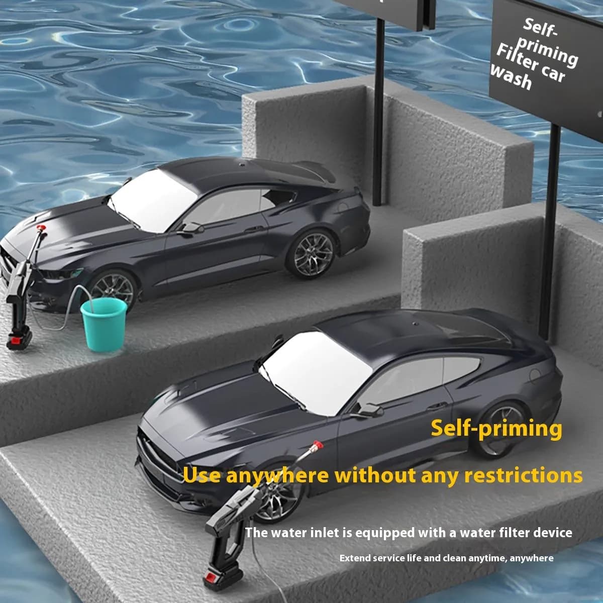 image-Portable Car Washing Machine Charging Car Washing Gun Wireless High Voltage