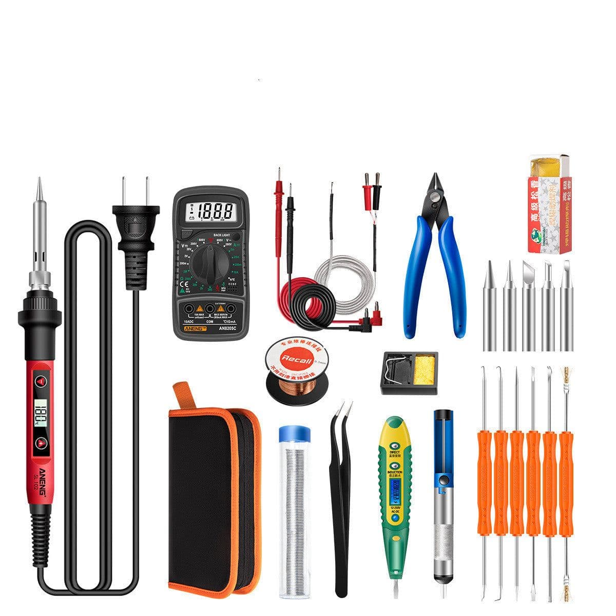 image-Constant Temperature Electric Soldering Iron Set Adjustable Temperature 60W Digital Display Internal Heat Welding