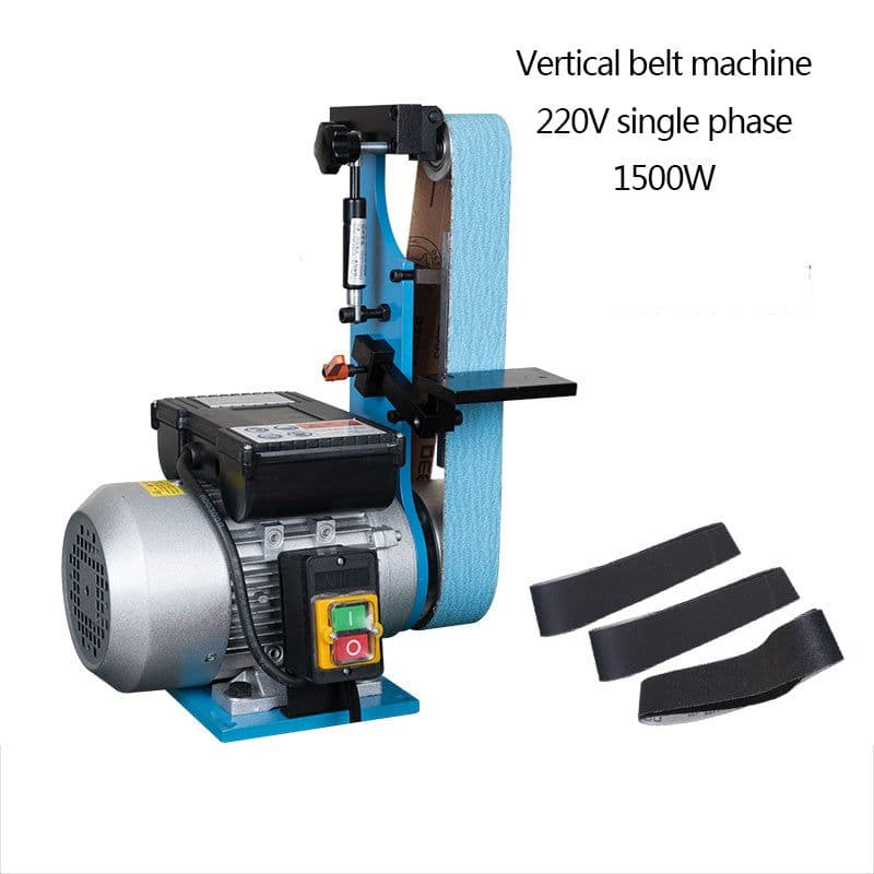 image-Small Vertical Sanding Belt Machine Electric Burr Woodworking Grinding Polishing Machine Knife Sharpening Tool