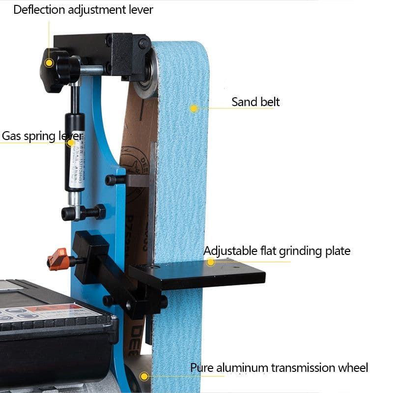 image-Small Vertical Sanding Belt Machine Electric Burr Woodworking Grinding Polishing Machine Knife Sharpening Tool