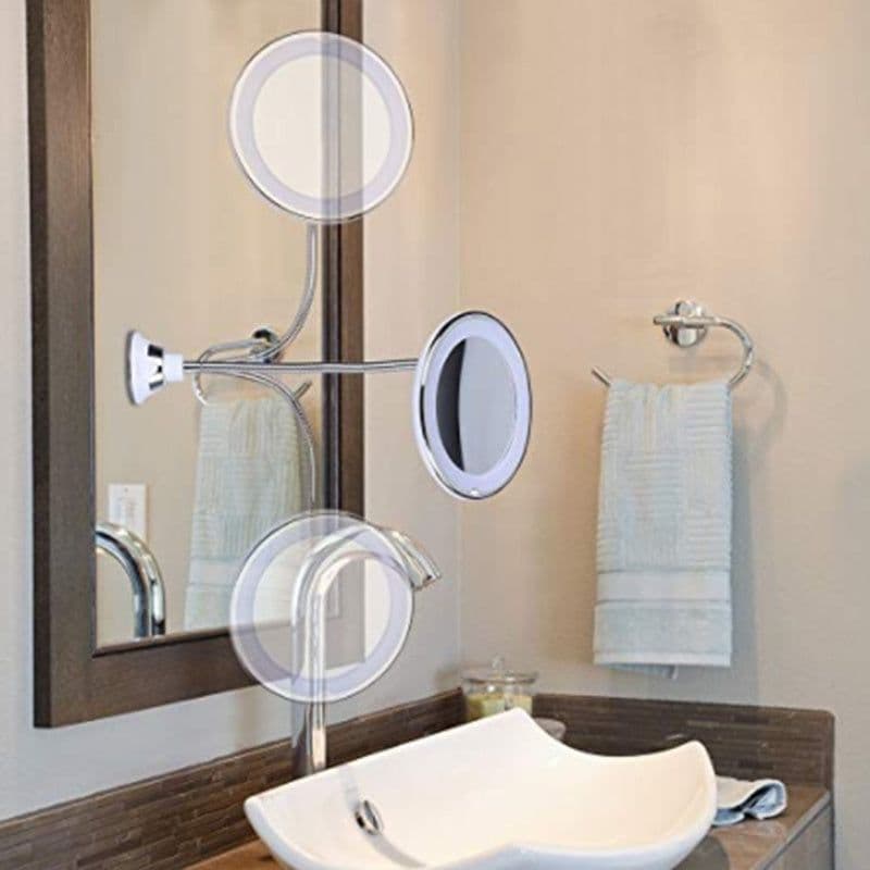 image-360 Swivel 10x Magnifying Bright LED Lighted Makeup Mirror