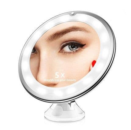 image-360 Swivel 10x Magnifying Bright LED Lighted Makeup Mirror