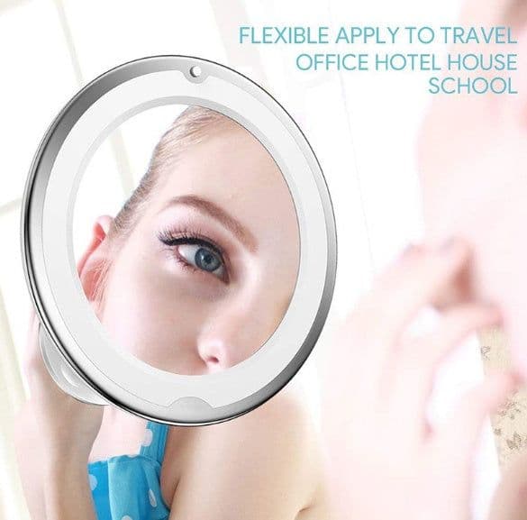 image-360 Swivel 10x Magnifying Bright LED Lighted Makeup Mirror