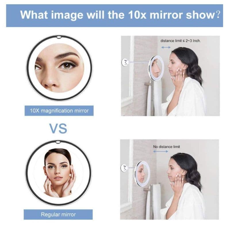 image-360 Swivel 10x Magnifying Bright LED Lighted Makeup Mirror