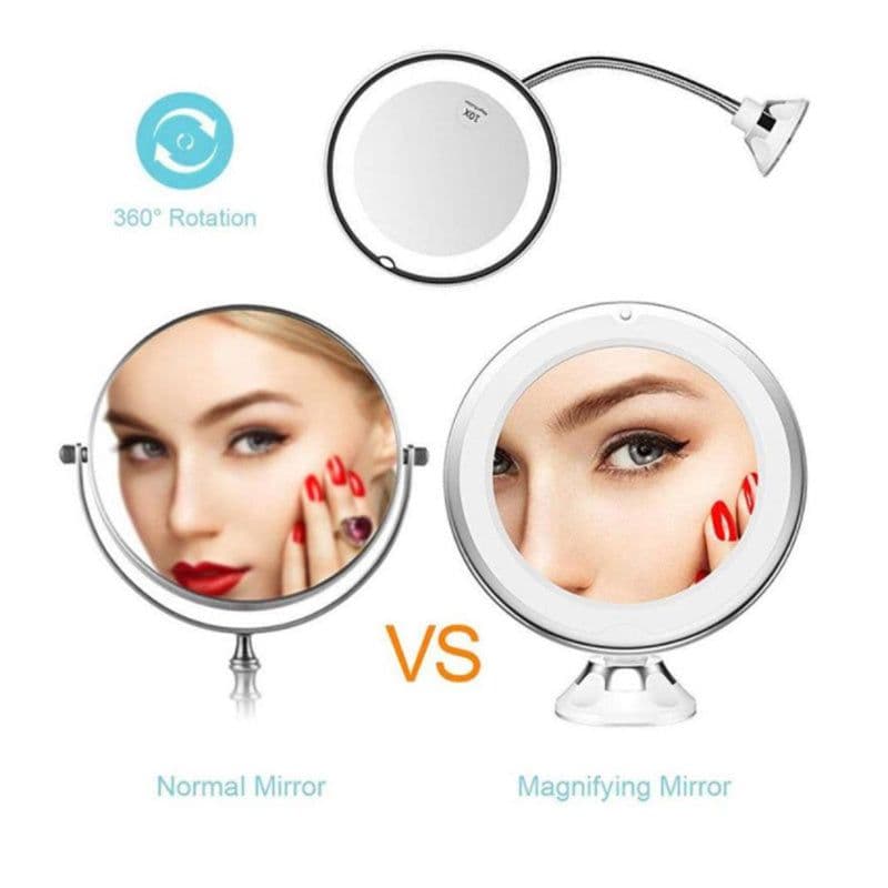 image-360 Swivel 10x Magnifying Bright LED Lighted Makeup Mirror