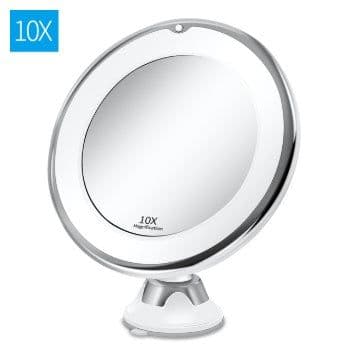image-360 Swivel 10x Magnifying Bright LED Lighted Makeup Mirror