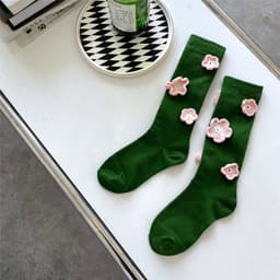 image-Tulip Crochet Cotton Mid Tube Stockings Women's Autumn And Winter