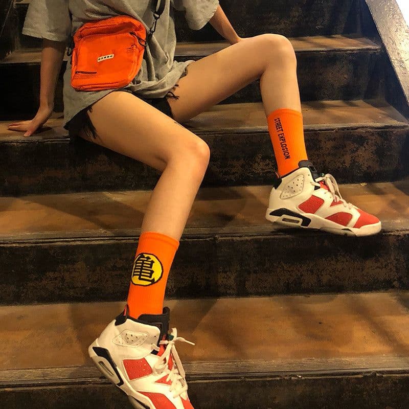 image-Fashion Brand Dragon Ball Wukong Turtle Mid Tube Cotton Male And Female Stockings