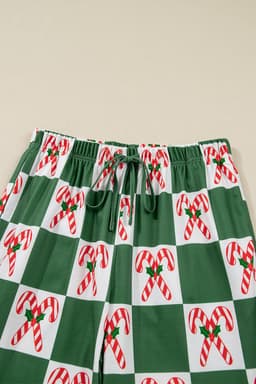 image-Green Holly Jolly Checkered Pattern 2pcs Long Pajama Set