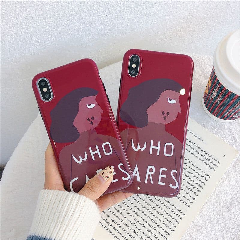 image-Han Feng wine red personality girl phone case