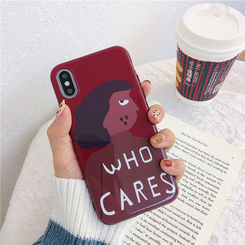 image-Han Feng wine red personality girl phone case