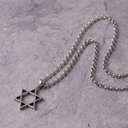 image-Sterling Silver Six-Pointed Star Necklace 925 Silver Unisex