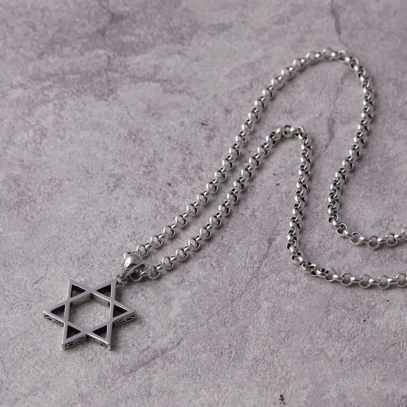 image-Sterling Silver Six-Pointed Star Necklace 925 Silver Unisex