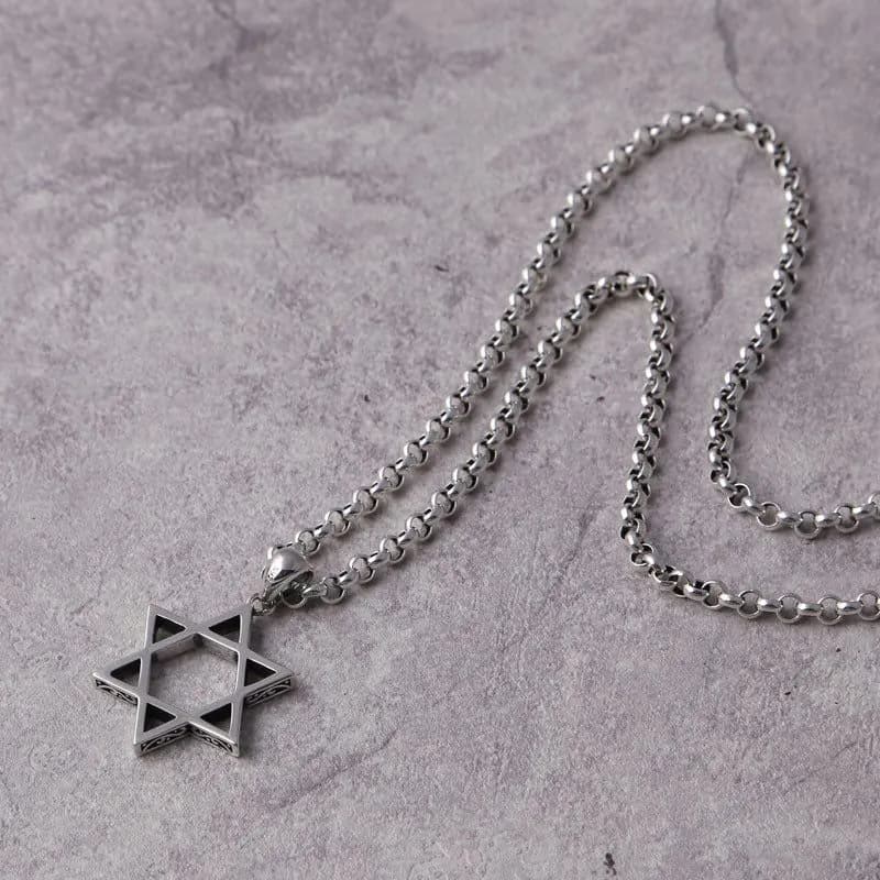image-S925 Sterling Silver Six-Pointed Star Necklace