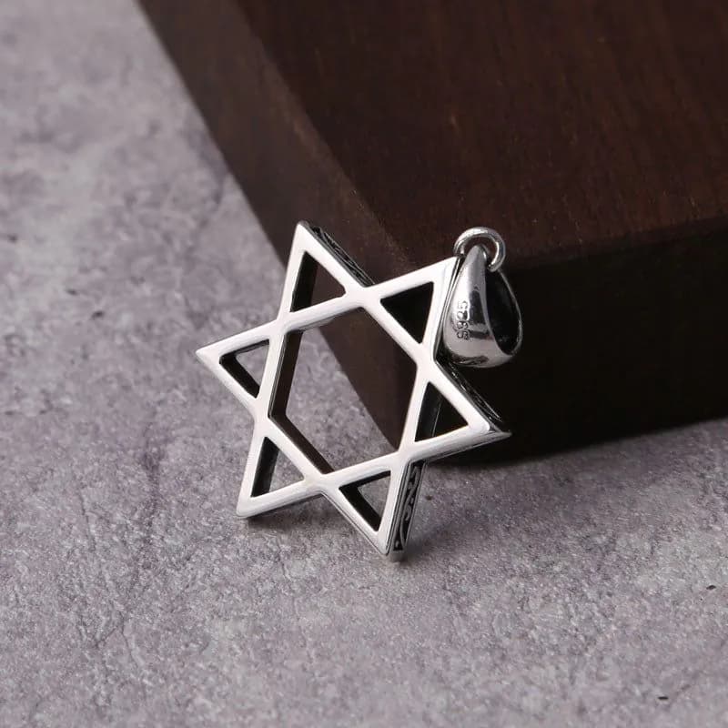 image-S925 Sterling Silver Six-Pointed Star Necklace
