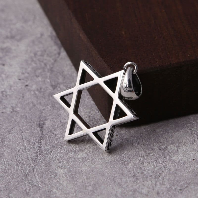 image-Sterling Silver Six-Pointed Star Necklace 925 Silver Unisex