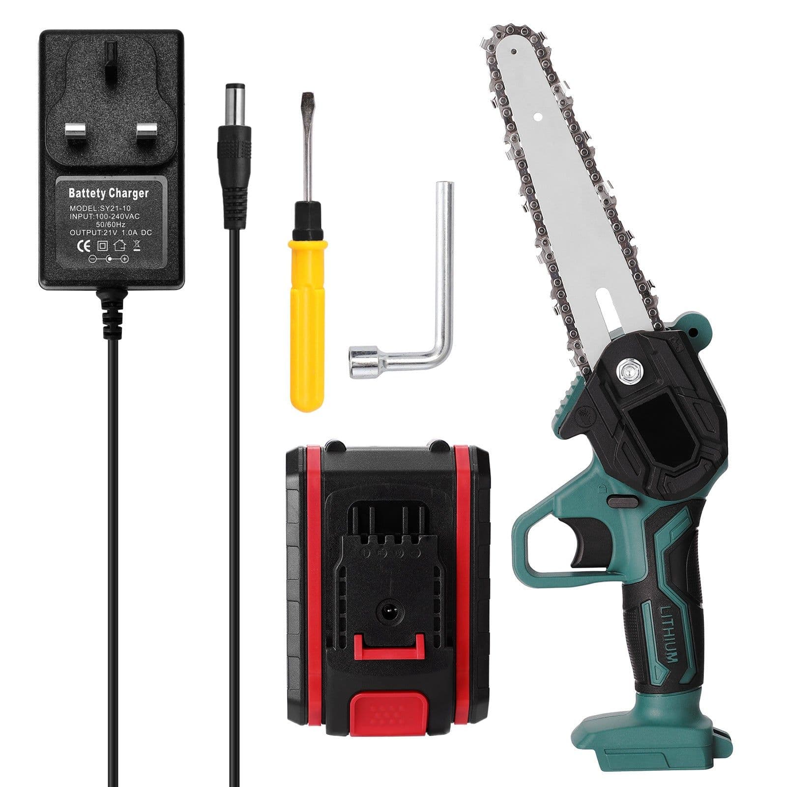image-Small Electric Saw Lithium Battery One Hand Mini Electric Chainsaw Logging