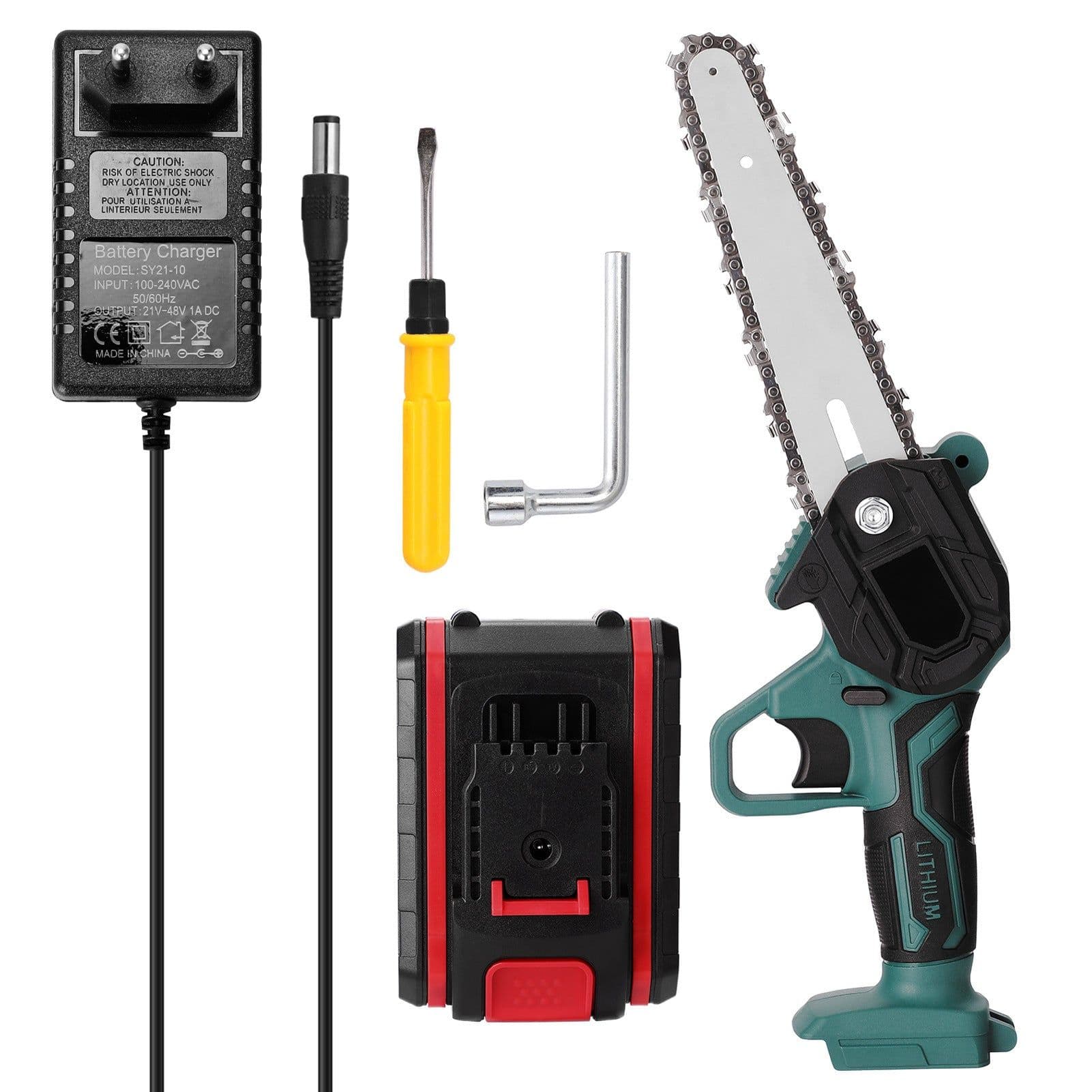 image-Small Electric Saw Lithium Battery One Hand Mini Electric Chainsaw Logging