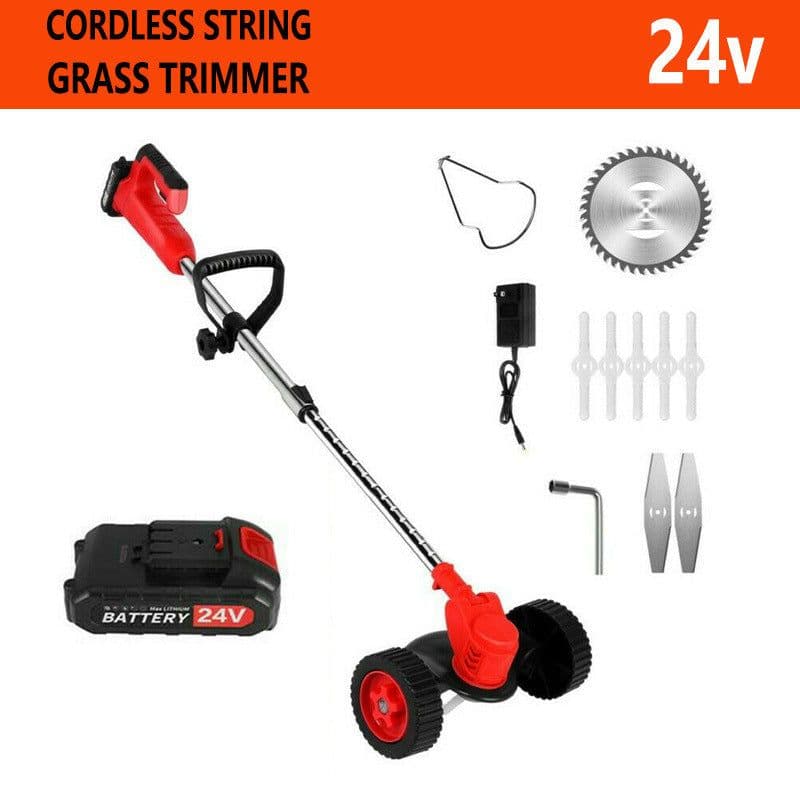 image-24V Lithium Electric Lawn Mower With Wheels Foreign Trade Exclusive For Cross-border Grass Trimmer Household Weeding Machine