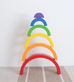 image-Jigsaw Puzzle Large 12-piece Arch Bridge Rainbow Building Blocks Early Childhood Education Toys