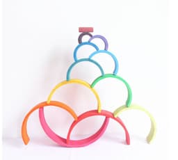 image-Jigsaw Puzzle Large 12-piece Arch Bridge Rainbow Building Blocks Early Childhood Education Toys
