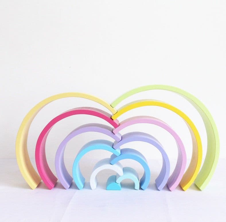 image-Jigsaw Puzzle Large 12-piece Arch Bridge Rainbow Building Blocks Early Childhood Education Toys