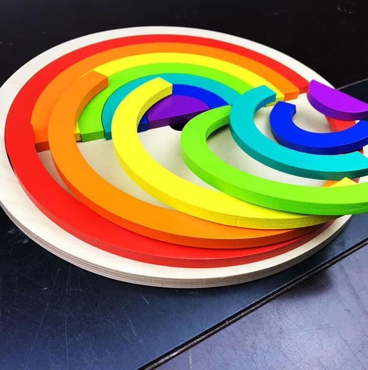image-Jigsaw Puzzle Large 12-piece Arch Bridge Rainbow Building Blocks Early Childhood Education Toys