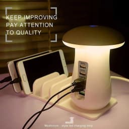 image-2 In 1 Multifunction Mushroom Lamp LED Lamp Holder USB Charger Home Office Supplies