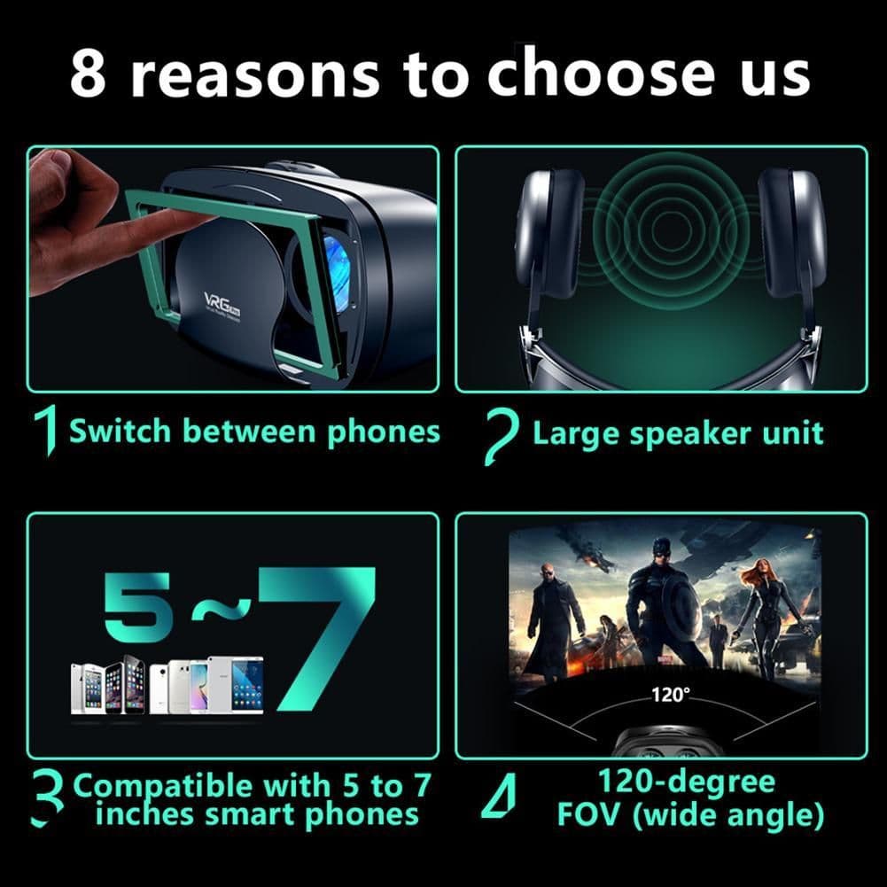 image-VR Helmet 3D Glasses Virtual Reality Support 0-800 Myopia For Smartphone Smart Phone Headset