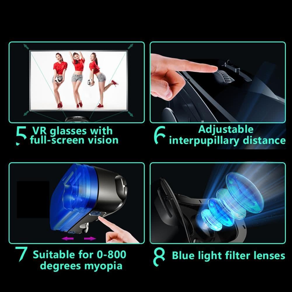 image-VR Helmet 3D Glasses Virtual Reality Support 0-800 Myopia For Smartphone Smart Phone Headset